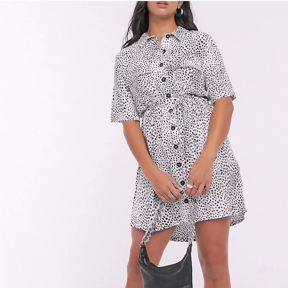 Topshop Leopard Print Mini Shirt Dress